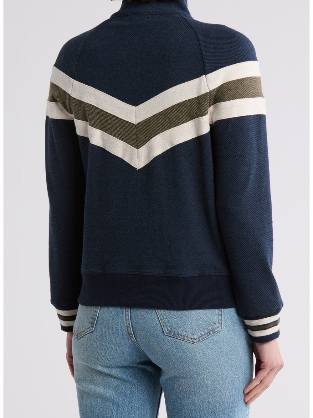 Faherty Navy Legend Chevron Zip-Up Track Jacket XSmall NWOT - Picture 3 of 7
